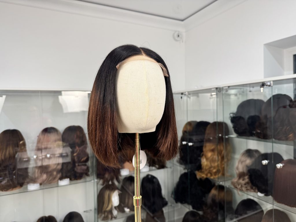 Syntetyczna peruka premium Lace Front – brąz ombré
